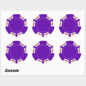 Paarse Poker en Gaming Chip Ronde Sticker (Vel)