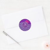  Paarse pokstiften golven met roze ventilator Ronde Sticker (Envelop)