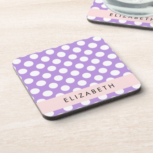 Paarse poladots, poolvlek, Jouw naam Bier Onderzetter (Linkerzijde)