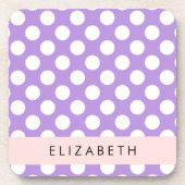 Paarse poladots, poolvlek, Jouw naam Bier Onderzetter (Voorkant)