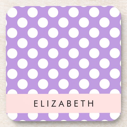 Paarse poladots, poolvlek, Jouw naam Bier Onderzetter (Voorkant)