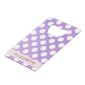 Paarse poladots, poolvlek, Jouw naam Creditkaart Flessenopener (Achterkant Gekanteld)