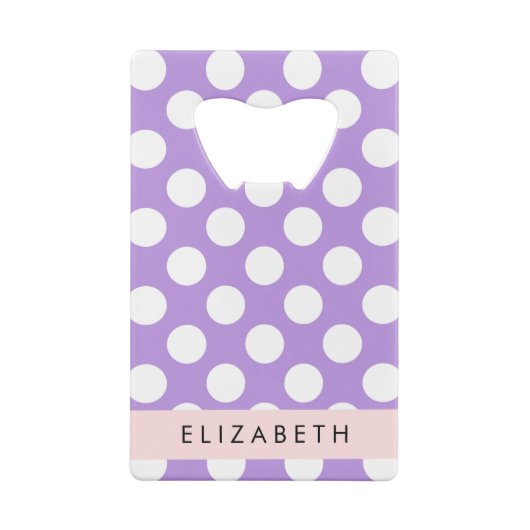 Paarse poladots, poolvlek, Jouw naam Creditkaart Flessenopener (Achterkant)