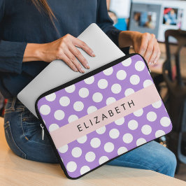 Paarse poladots, poolvlek, Jouw naam Laptop Sleeve