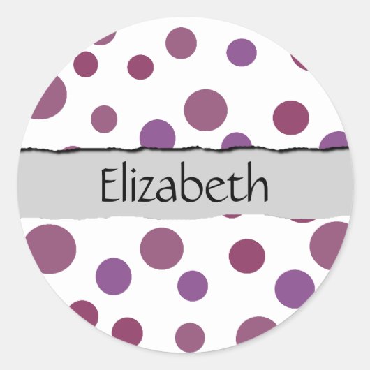 Paarse poladots, poolvlek, Jouw naam Ronde Sticker (Voorkant)