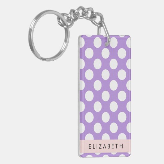 Paarse poladots, poolvlek, Jouw naam Sleutelhanger (Voorkant Links)