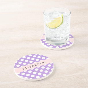 Paarse poladots, poolvlek, Jouw naam Zandsteen Onderzetter