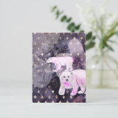 Paarse polaire Beren - Arctic Animals Retro Patter Briefkaart (Staand voorkant)