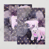 Paarse polaire Beren - Arctic Animals Retro Patter Briefkaart (Voorkant / Achterkant)