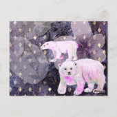 Paarse polaire Beren - Arctic Animals Retro Patter Briefkaart (Achterkant)