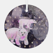 Paarse polaire Beren - Arctic Animals Retro Patter Glas Ornament (Achterkant)