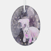Paarse polaire Beren - Arctic Animals Retro Patter Glas Ornament (Voorkant links)