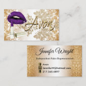 Paarse polaire dot lips & Gold - Avon Visitekaartje (Voorkant / Achterkant)