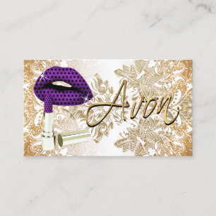 Paarse polaire dot lips & Gold - Avon Visitekaartje