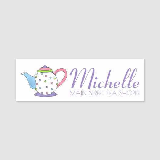 Paarse polaire dot theepot keramisch theel naamplaatje (Voorkant)