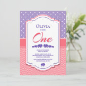 Paarse Polka Dot 1e verjaardag Kaart (Staand voorkant)