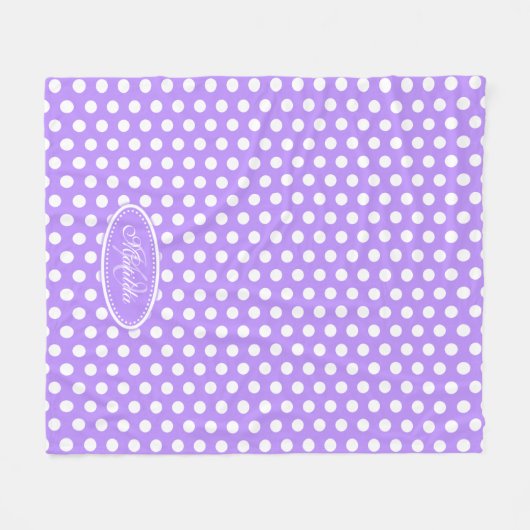 Paarse polka dot aangepaste naam bord deken (Voorkant (Horizontaal))