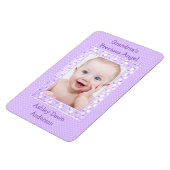 Paarse polka dot Baby fotosjabloon magneet (Linkerzijde)