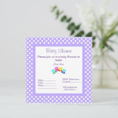 PAARSE POLKA DOT BABY SHOWER INVITATION BLOKKEN KAART (Staand voorkant)
