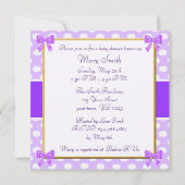 Paarse Polka Dot Baby shower Kaart (Achterkant)