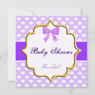 Paarse Polka Dot Baby shower Kaart