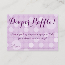 Paarse Polka Dot Baby shower Luier Raffle Tickets Informatiekaartje