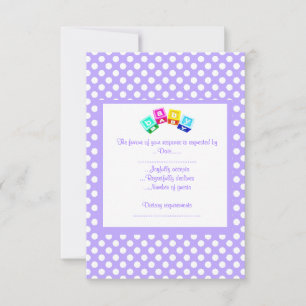 PAARSE POLKA DOT BABY SHOWER RSVP BLOKKEN KAARTJE