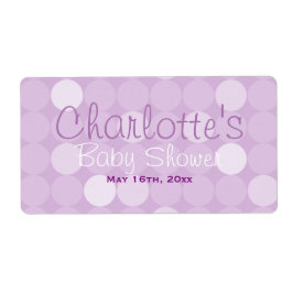 Paarse Polka Dot Baby shower Waterflesetiketten Etiket