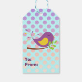 Paarse Polka Dot Bird Cadeaulabel (Achterkant)