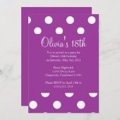 Paarse Polka Dot Birthday Uitnodiging (Voorkant / Achterkant)