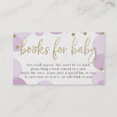 Paarse Polka Dot Book Request Baby shower nodigt u Informatiekaartje (Voorkant)