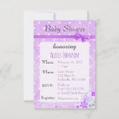Paarse Polka Dot Bow Girl Baby Shower Uitnodiginge Kaart (Voorkant)