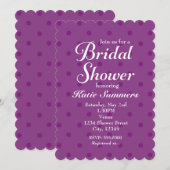 Paarse Polka Dot BRIDAL DOUCHEuitnodiging Kaart (Voorkant / Achterkant)
