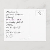 paarse polka dot daisy foto Afstuderen Uitnodiging Briefkaart (Achterkant)