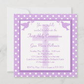 Paarse Polka Dot Eerste Heilige Communauteit Uitno Kaart (Voorkant)