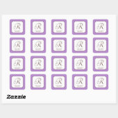Paarse polka dot enkele monogram letter aangepast vierkante sticker (Vel)