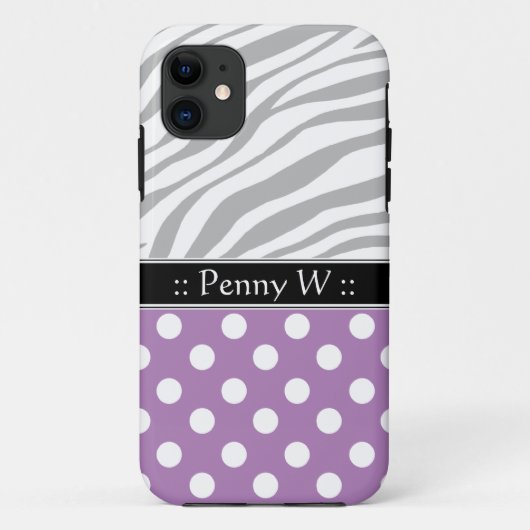 Paarse Polka Dot Faded Zebra Print iPhone 5 Hoesje (Achterkant)
