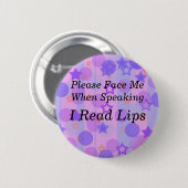 Paarse Polka Dot I Read Lips Button (Voorkant /achterkant)