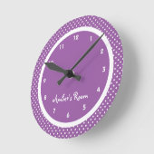 Paarse Polka Dot Kind Ronde Klok (Hoek)