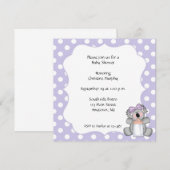 Paarse Polka Dot Koala Beer Uitnodiging (Voorkant / Achterkant)