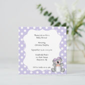 Paarse Polka Dot Koala Beer Uitnodiging (Staand voorkant)