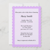 Paarse Polka Dot Lace Heart Baby shower Kaart (Achterkant)