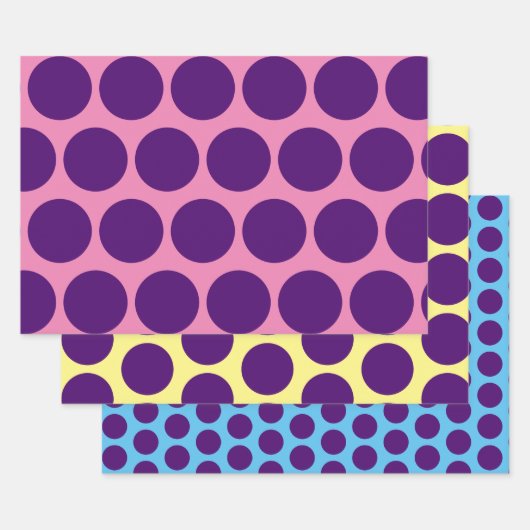 Paarse Polka Dot Leuk Art Wrap Craft Paper (Set)