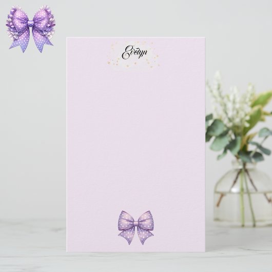 Paarse polka dot lint briefpapier