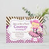Paarse Polka Dot Little Cowgirl Birthday Party Kaart (Staand voorkant)