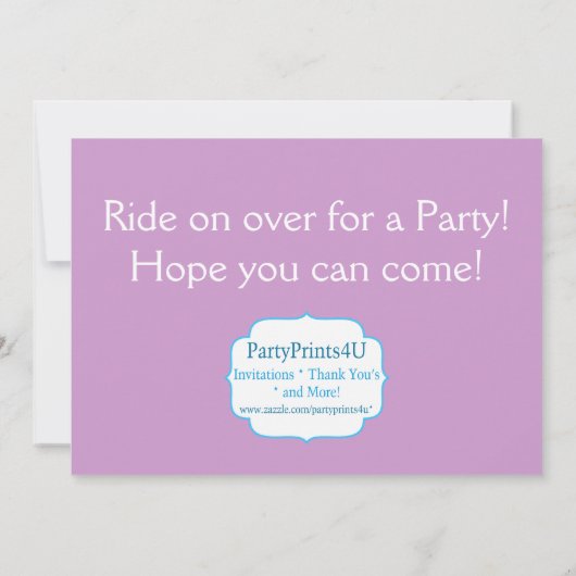 Paarse Polka Dot Little Cowgirl Birthday Party Kaart (Achterkant)