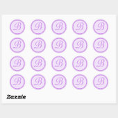 Paarse Polka Dot Monogram Initiaal Sticker (Vel)