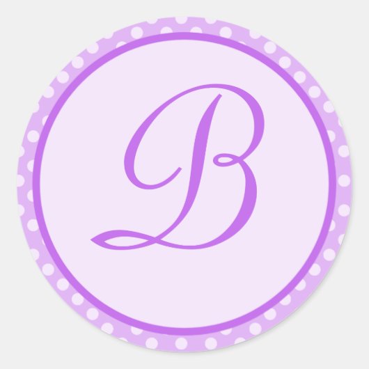 Paarse Polka Dot Monogram Initiaal Sticker (Voorkant)