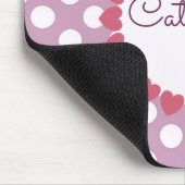 Paarse Polka dot naam in harten Schattige Muismat (Hoek)