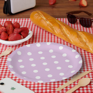 Paarse Polka Dot Papieren Bordje